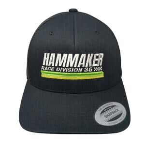 Hammaker Race Division 35 Snapback Trucker Hat Black One Size Yupoong